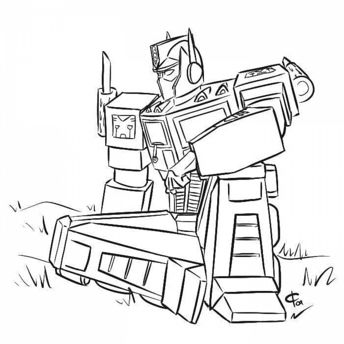 Colorfully illustrated Transformers Prime coloring page