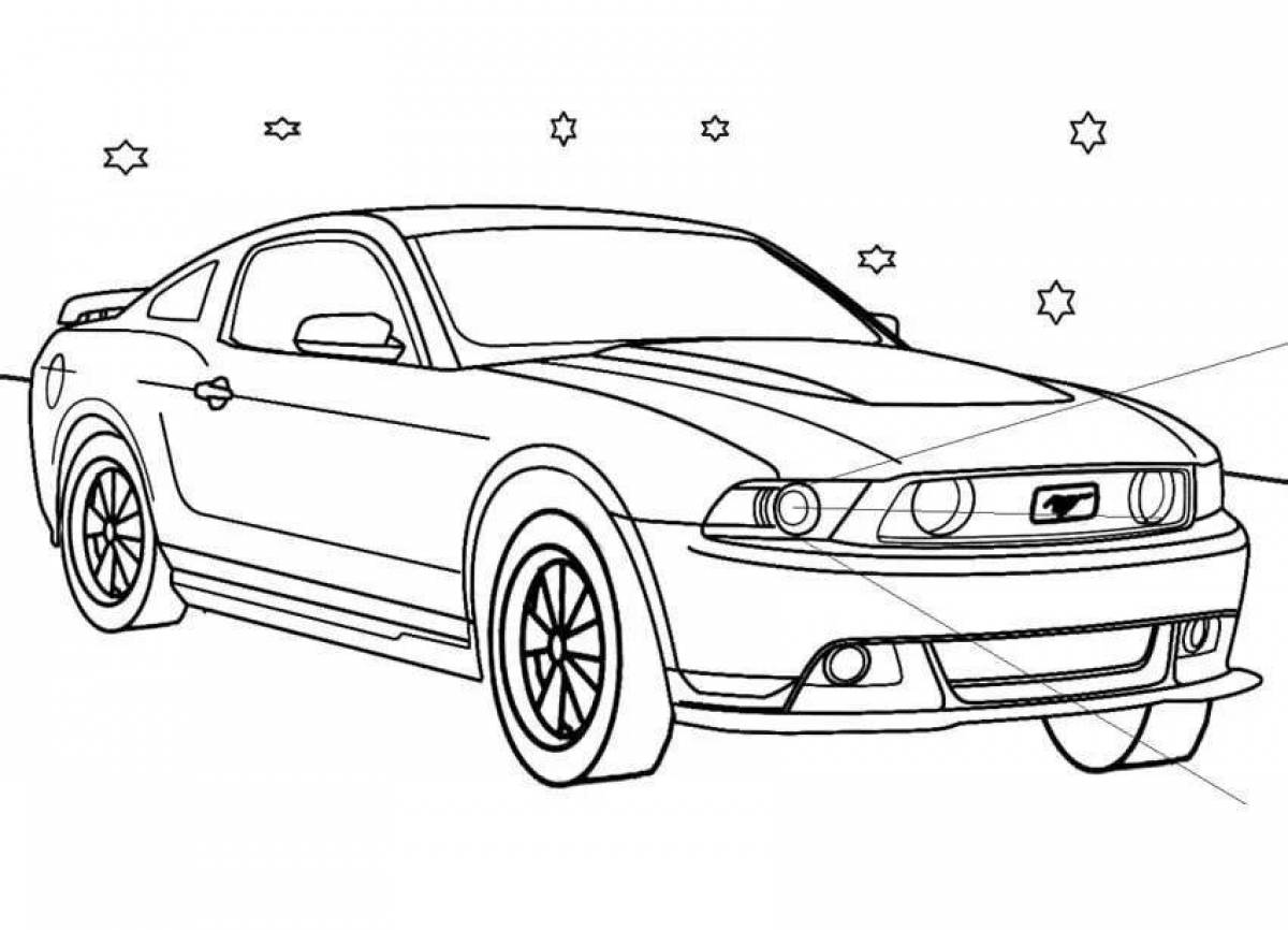 Coloring book exquisite mustang car