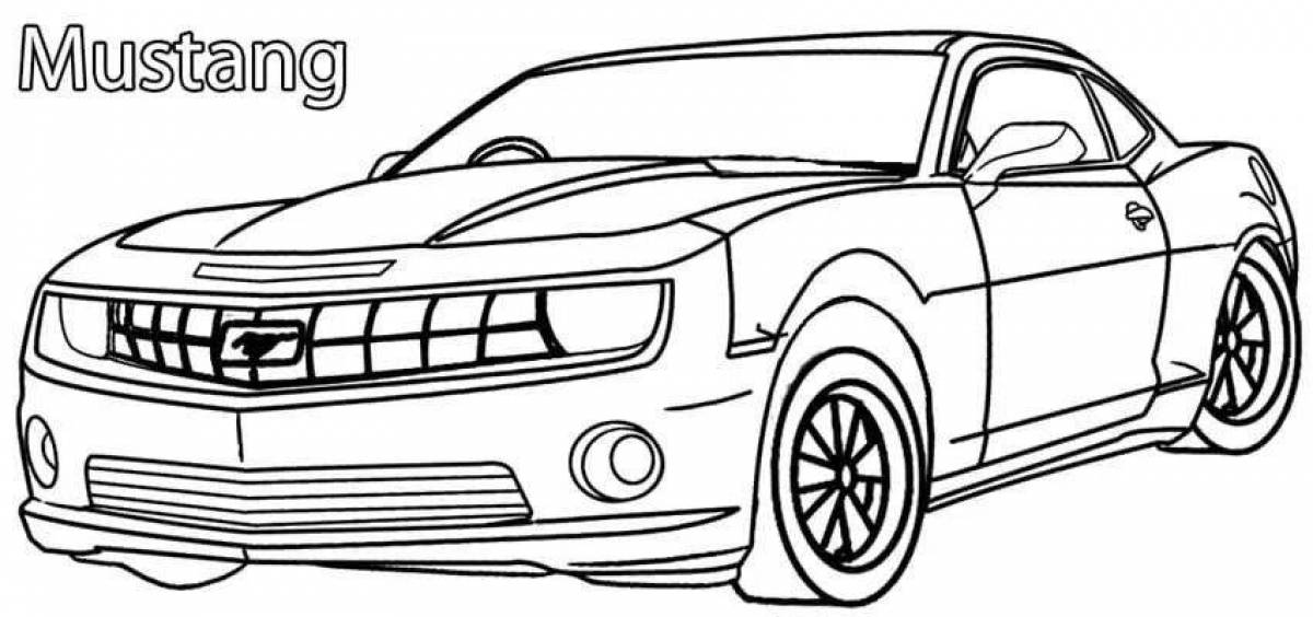 Coloring book exquisite Mustang car