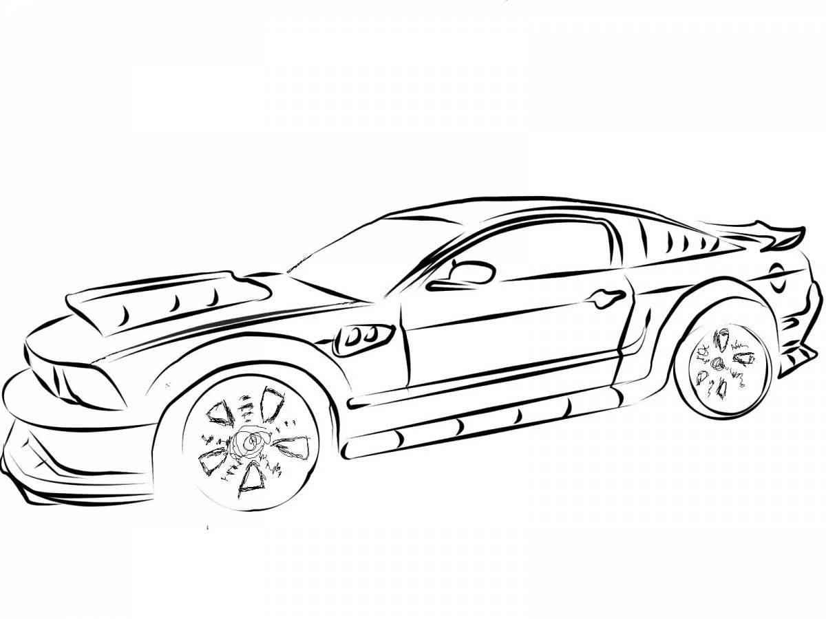 Humorous coloring of the Mustang car