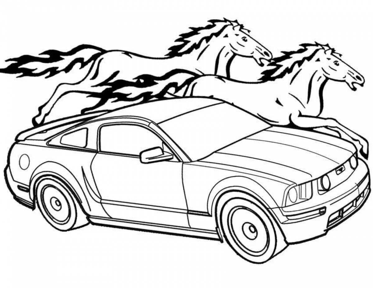 Exciting mustang car coloring