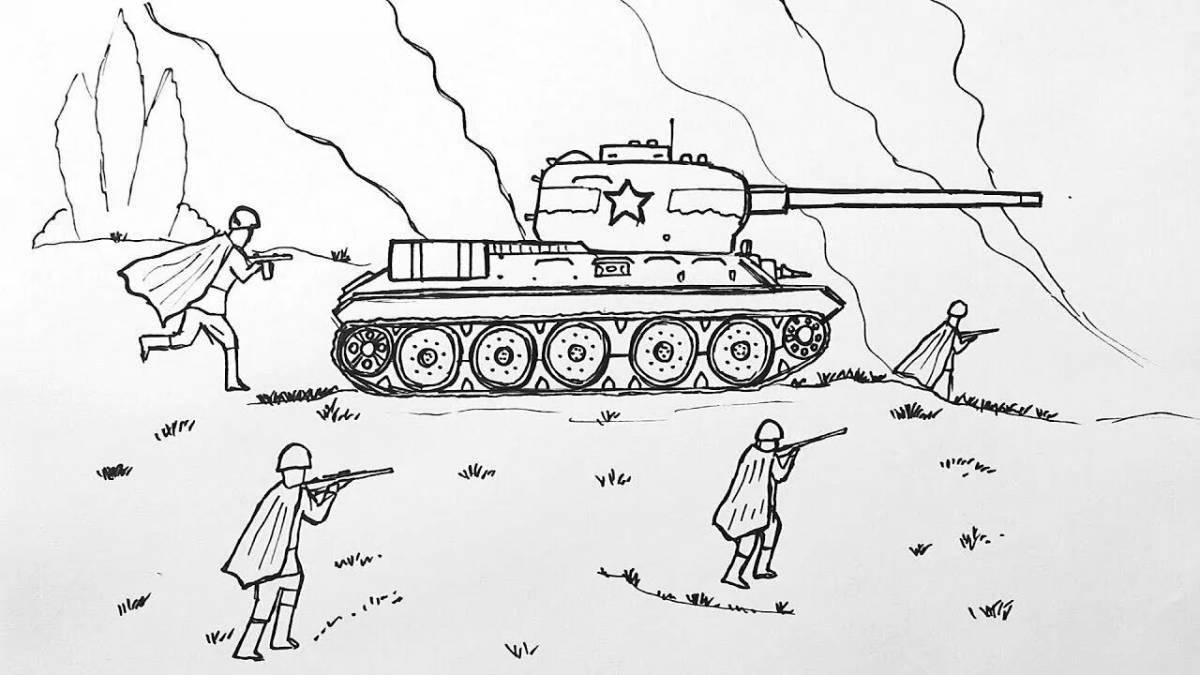Цветно-взрывная раскраска сталинградская битва для детей