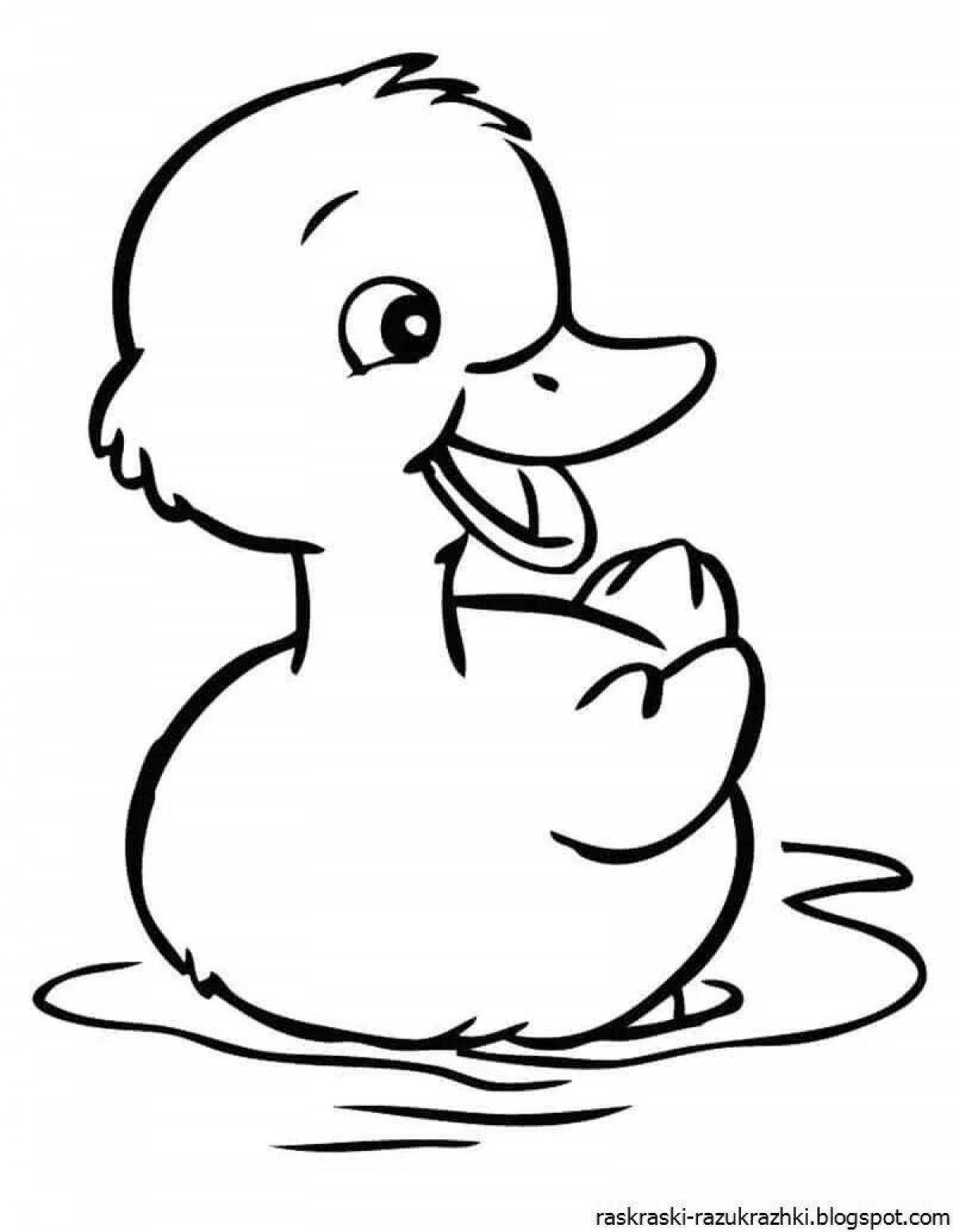 Coloring book happy duck for kids