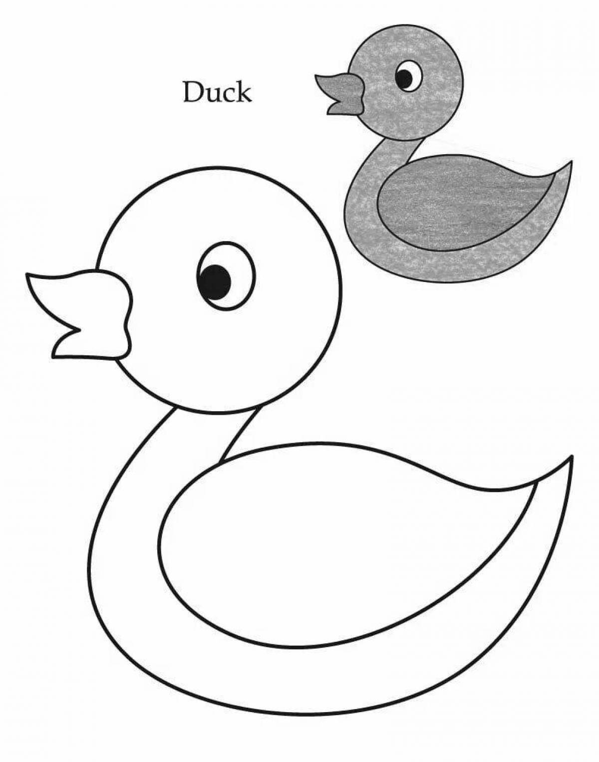 Glittering duck coloring book for kids