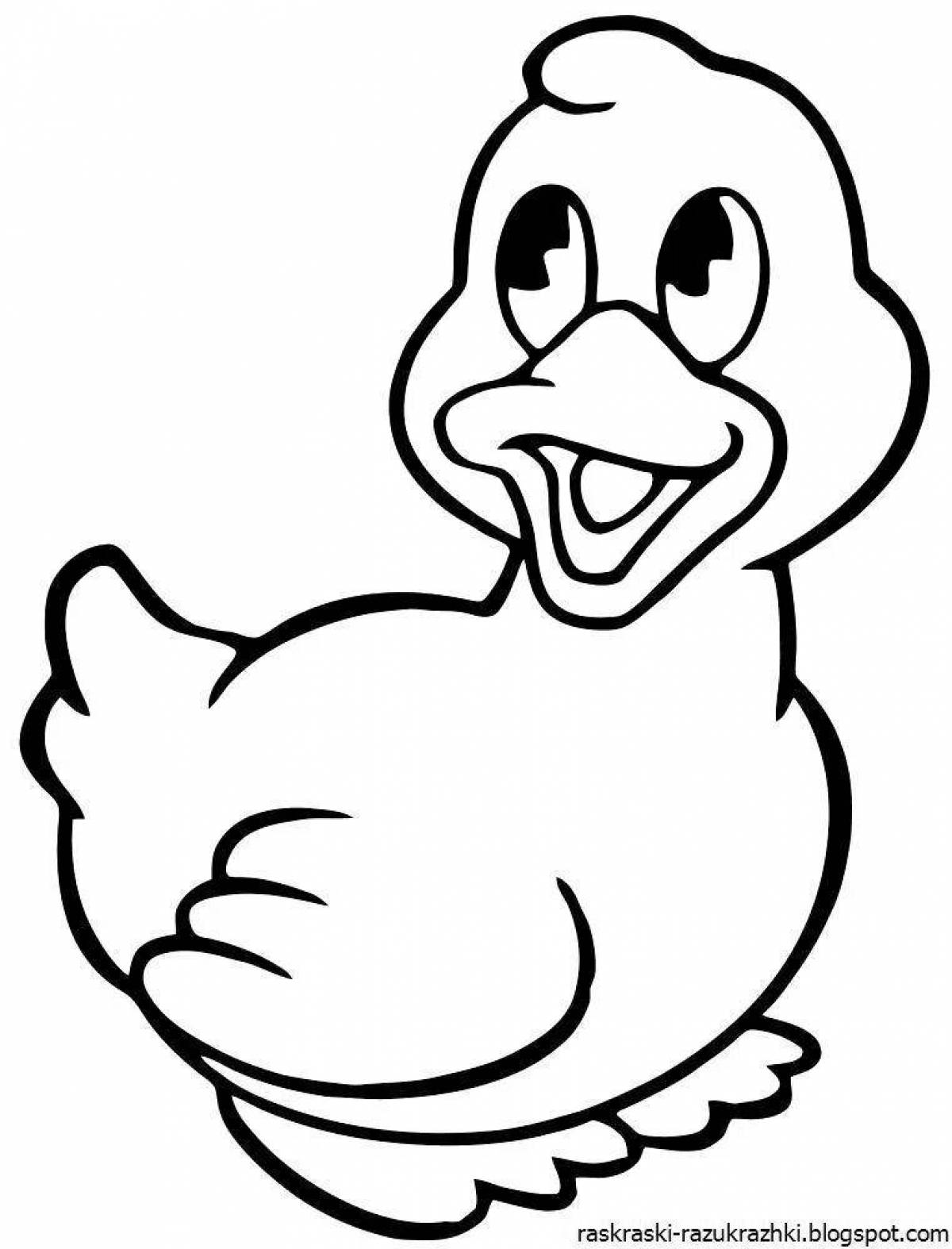 Animated duck coloring page for kids