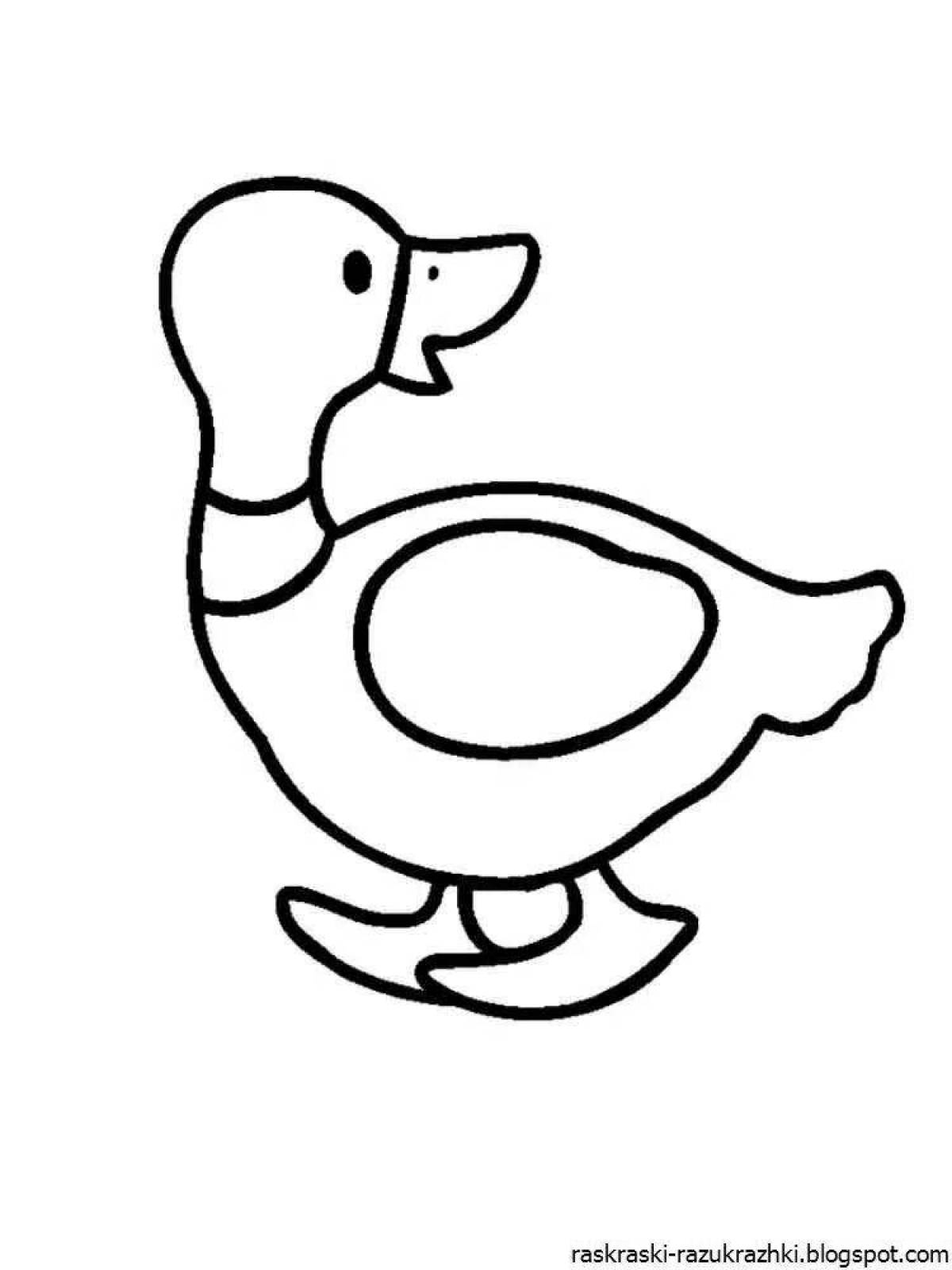 Funky duck coloring page for kids