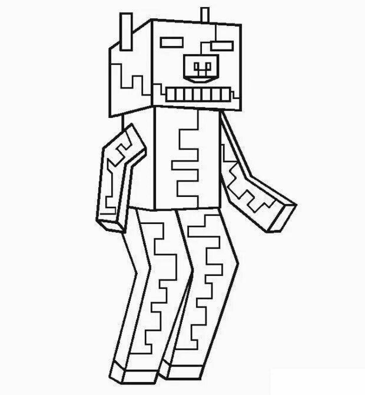 Vibrant minecraft zombie coloring page