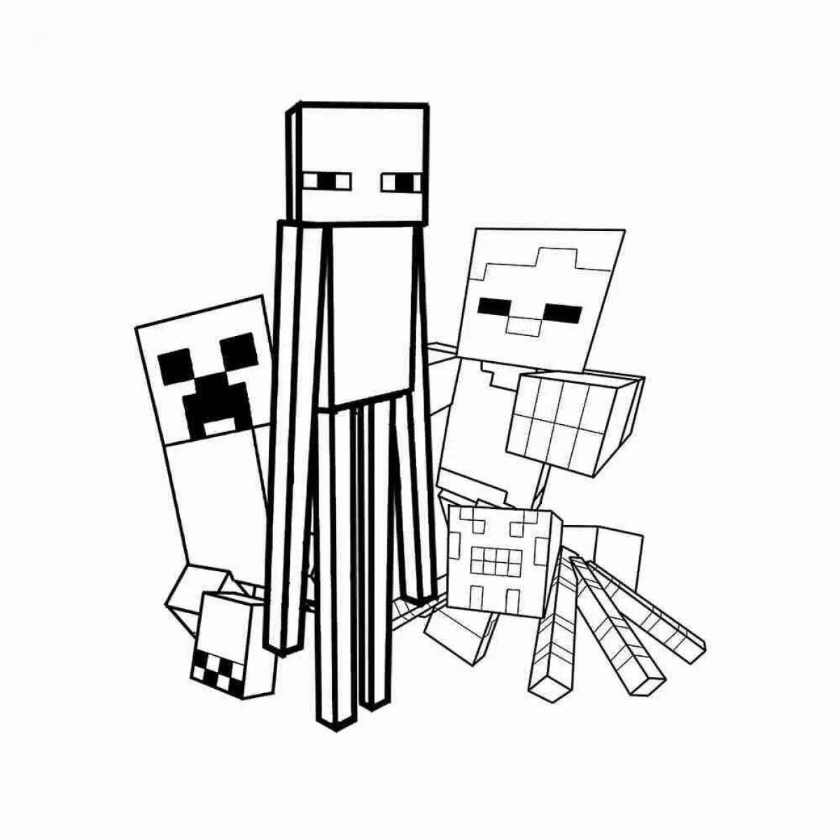 Minecraft bright zombie coloring pages