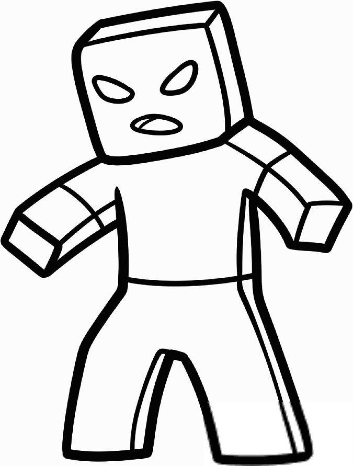 Animated minecraft zombie coloring page