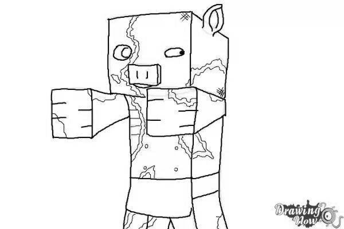 Exciting minecraft zombies coloring page