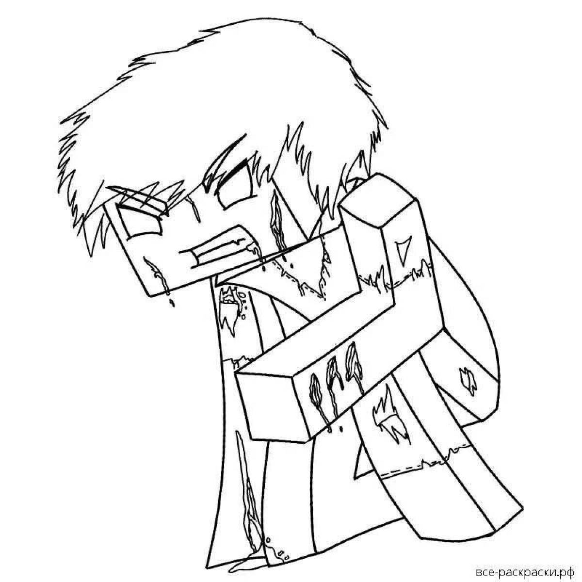 Minecraft magic zombie coloring page
