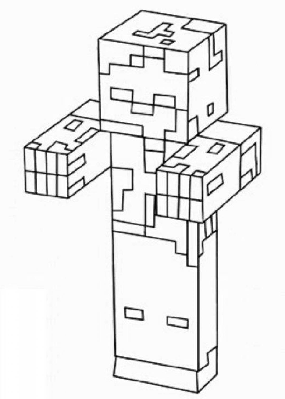 Majestic zombies minecraft coloring page