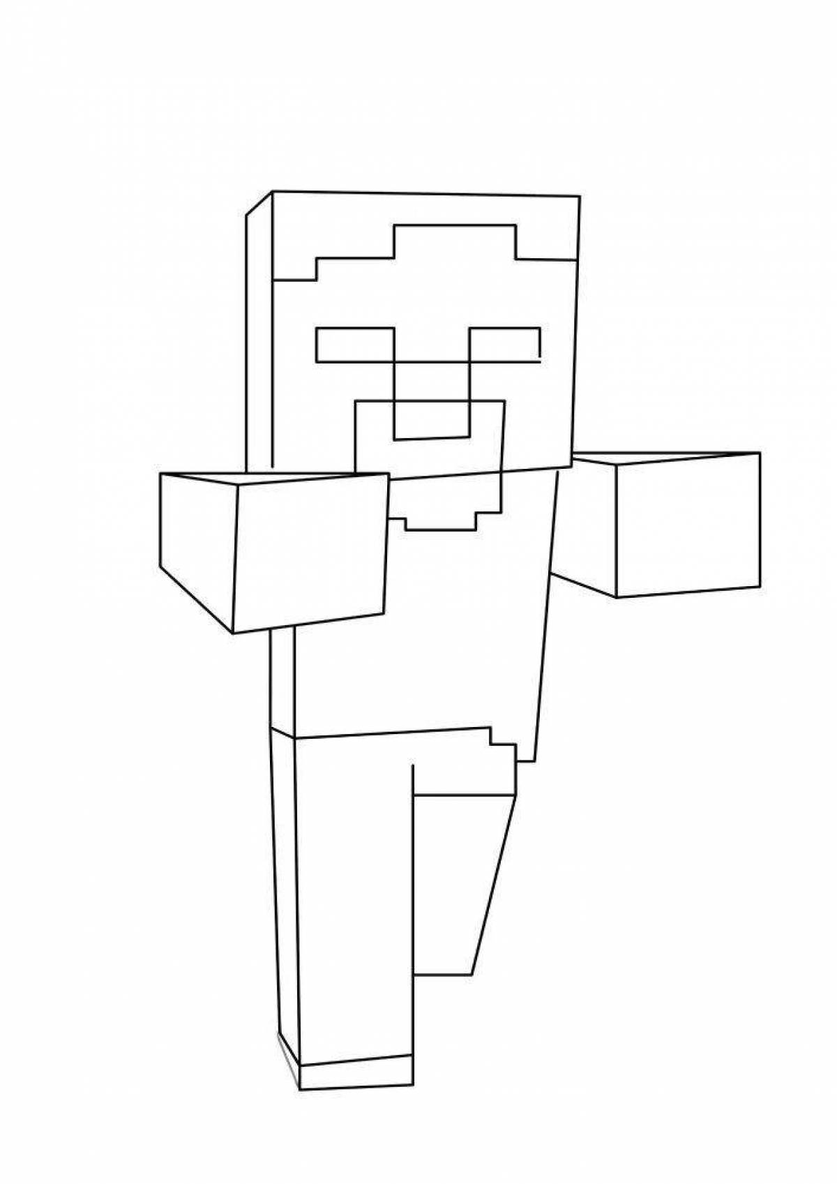 Glorious minecraft zombie coloring page