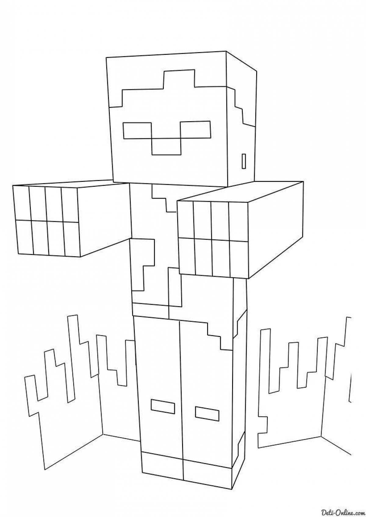 Gorgeous minecraft zombie coloring page