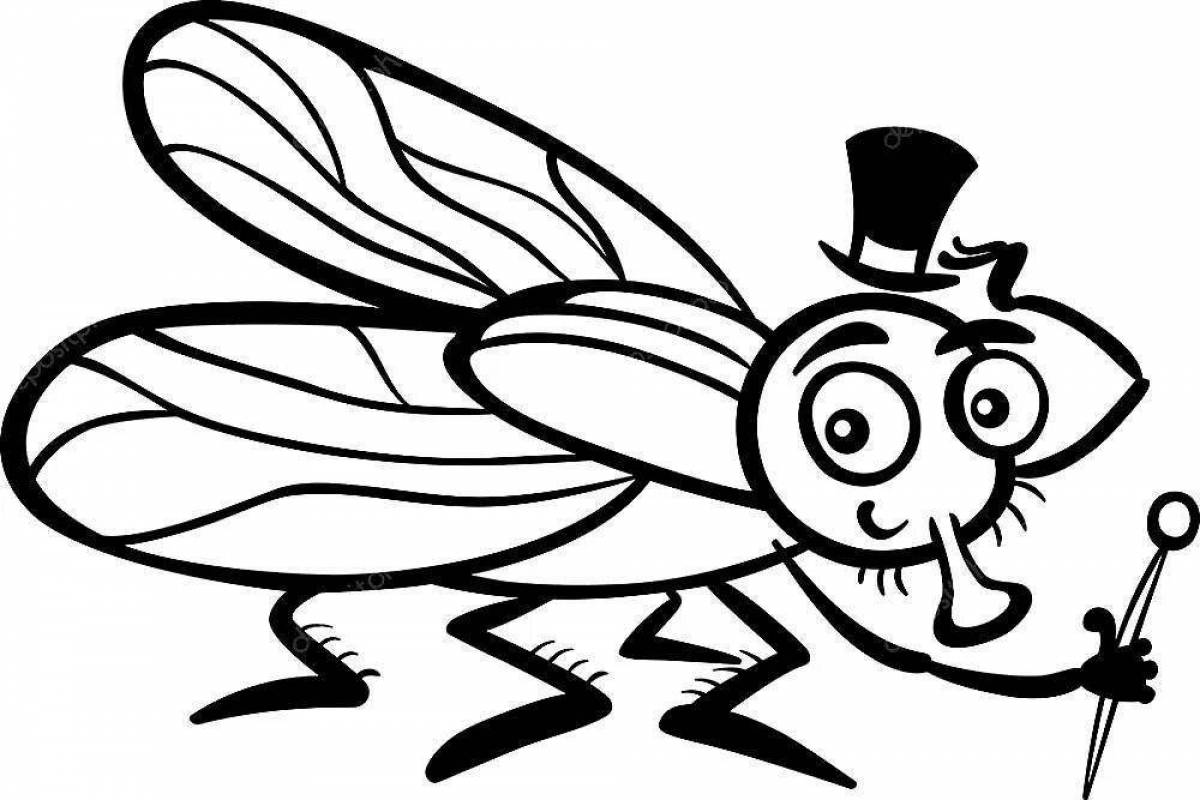 Fun fly coloring page for kids