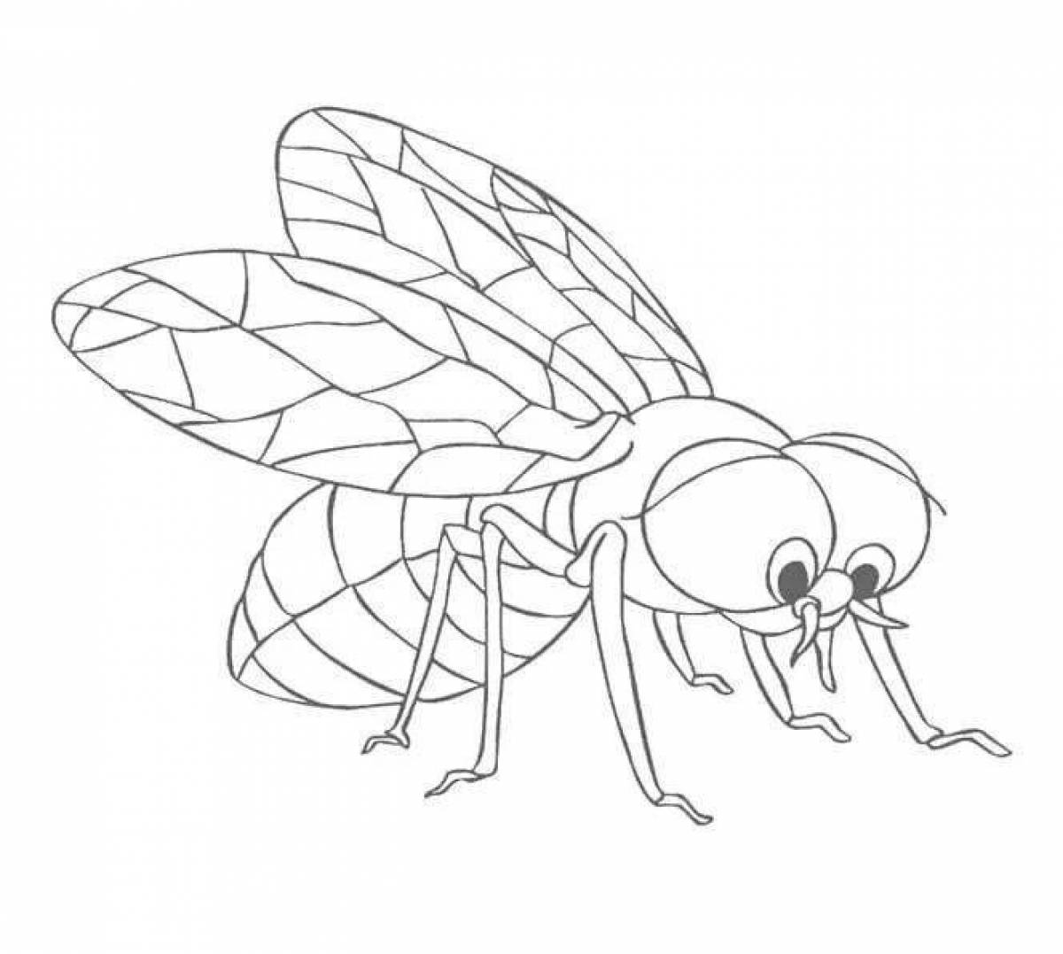 Игривая страница раскраски мух для детей