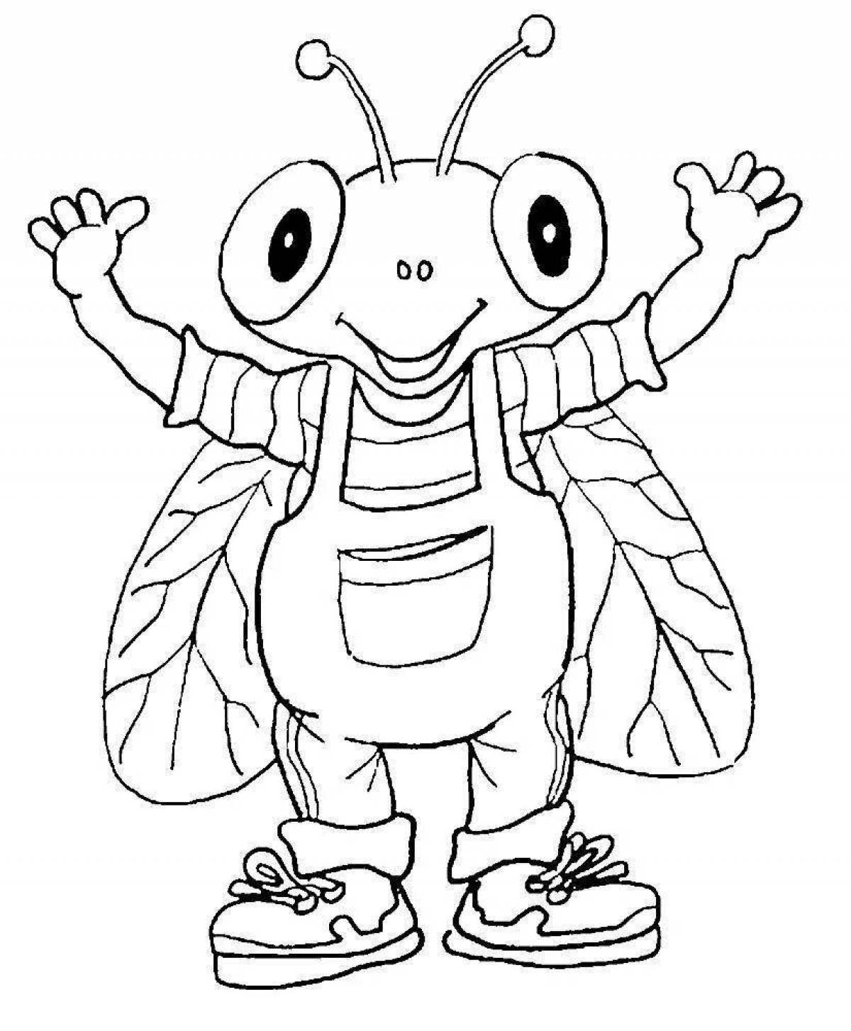 Cute fly coloring book for kids