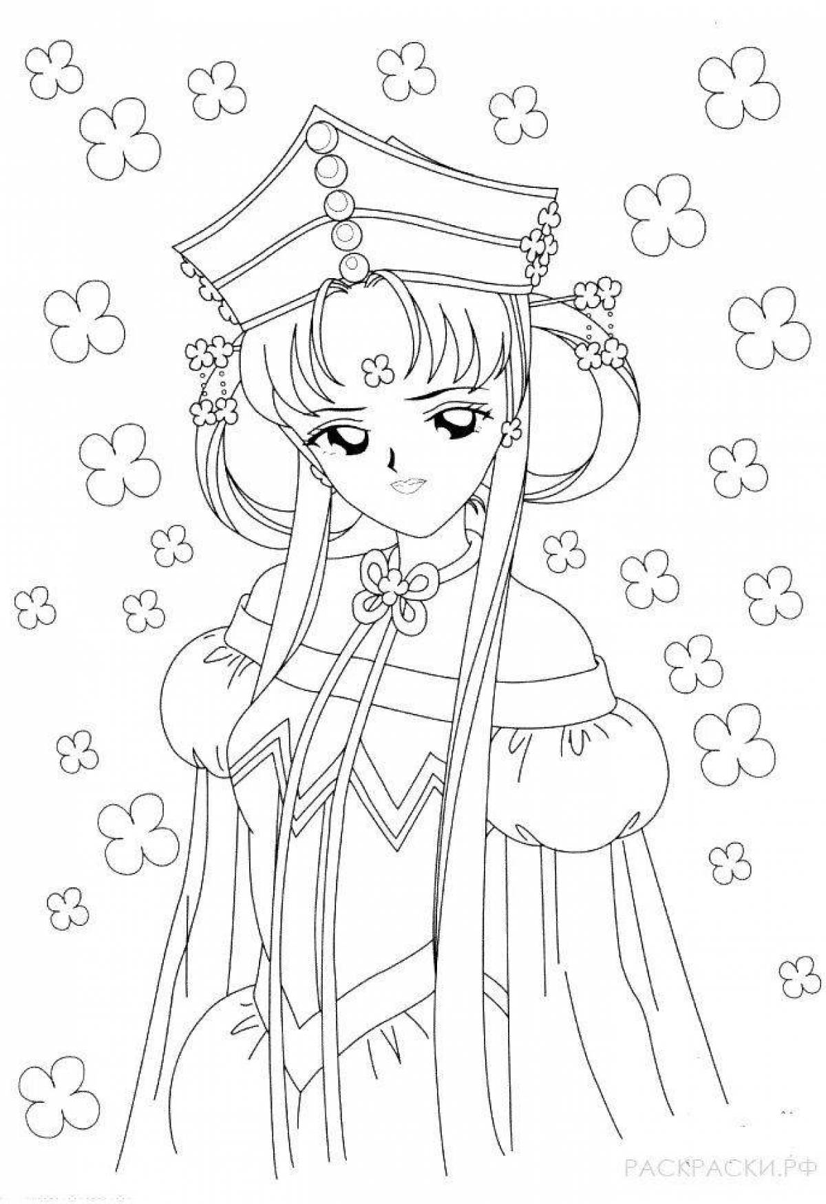 Playful new year anime coloring book