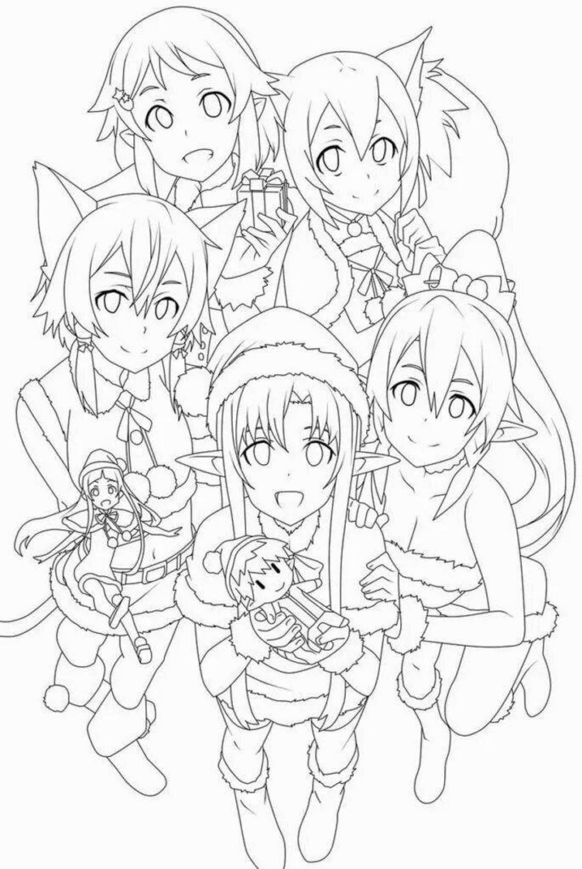 Awesome new year anime coloring book