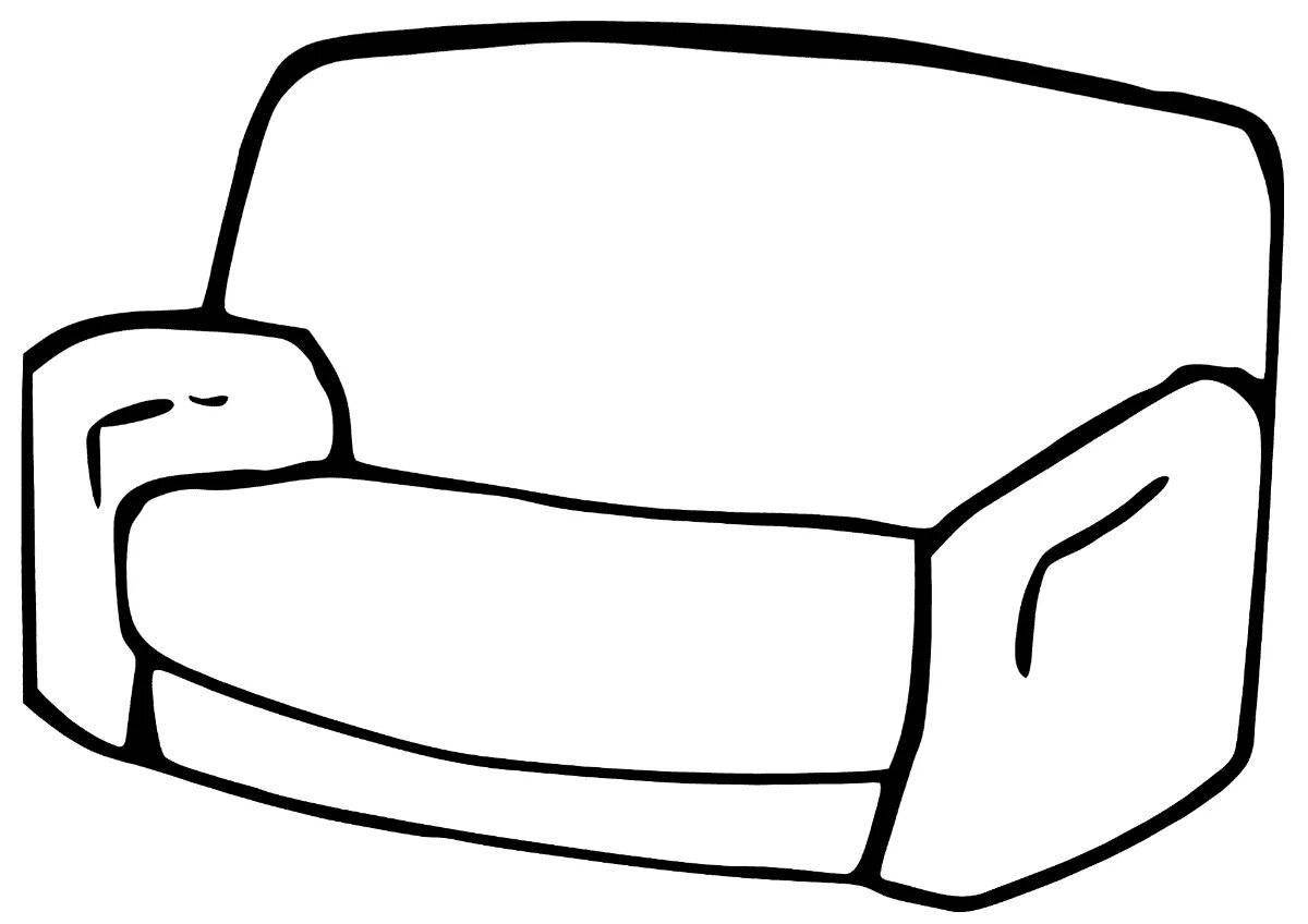 Фото Красочная страница раскраски дивана для детей