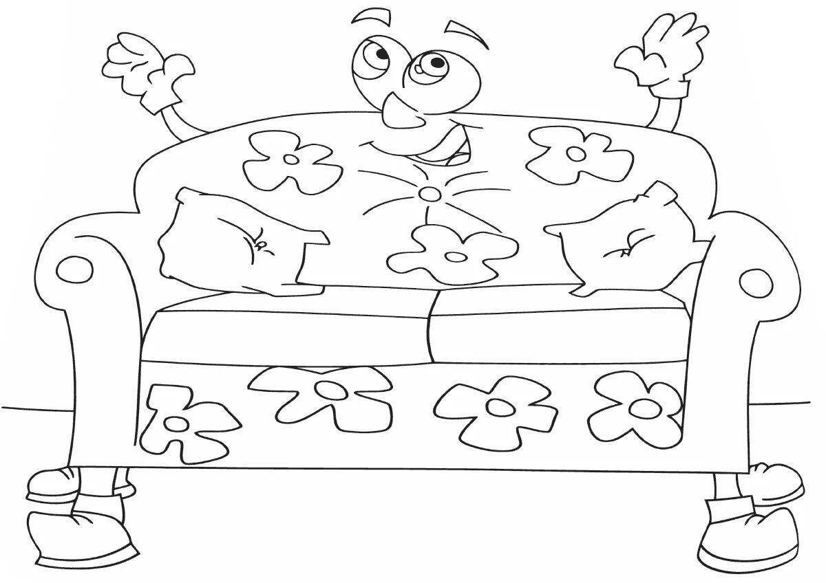 Фото Радостная раскраска дивана для детей