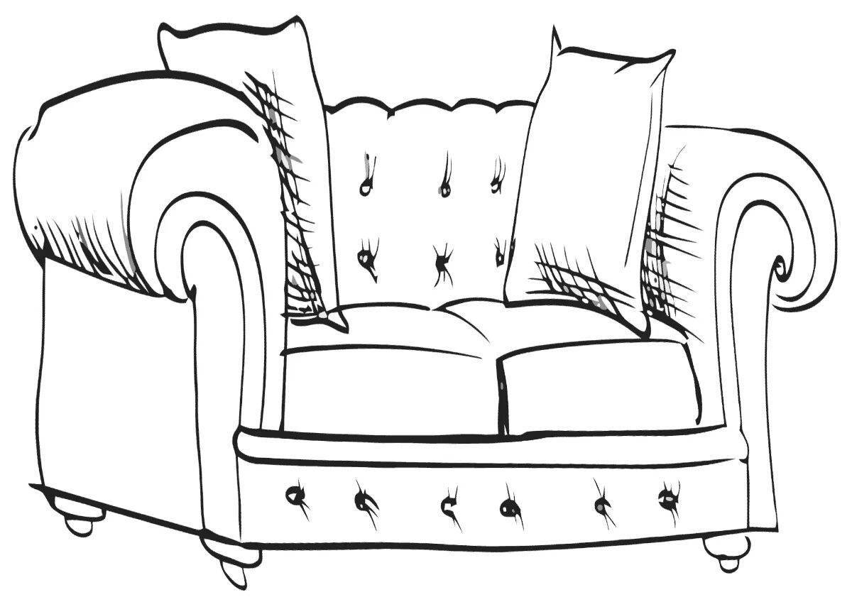 Playful baby sofa coloring page