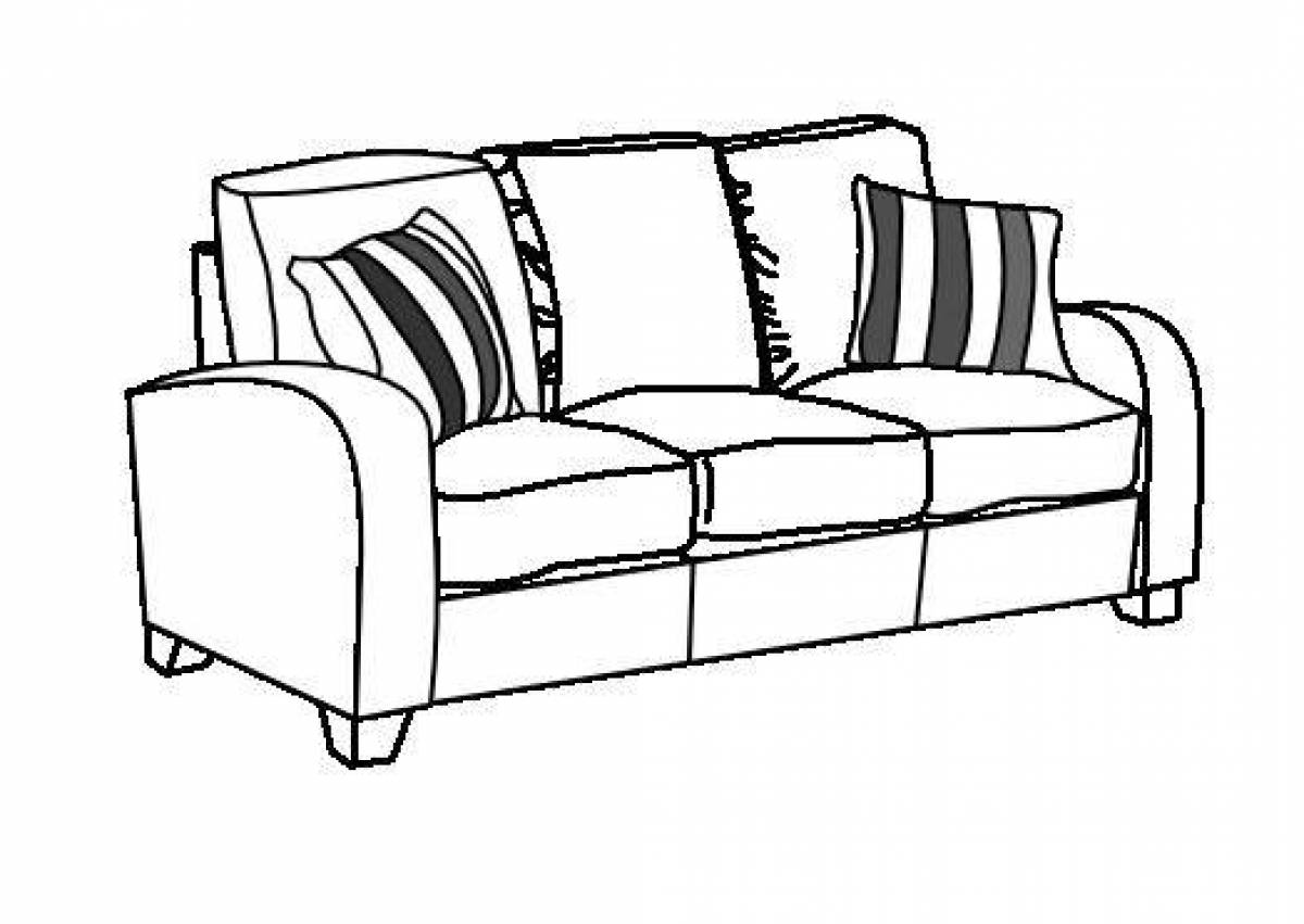 Фото Раскраска сверкающий диван для несовершеннолетних
