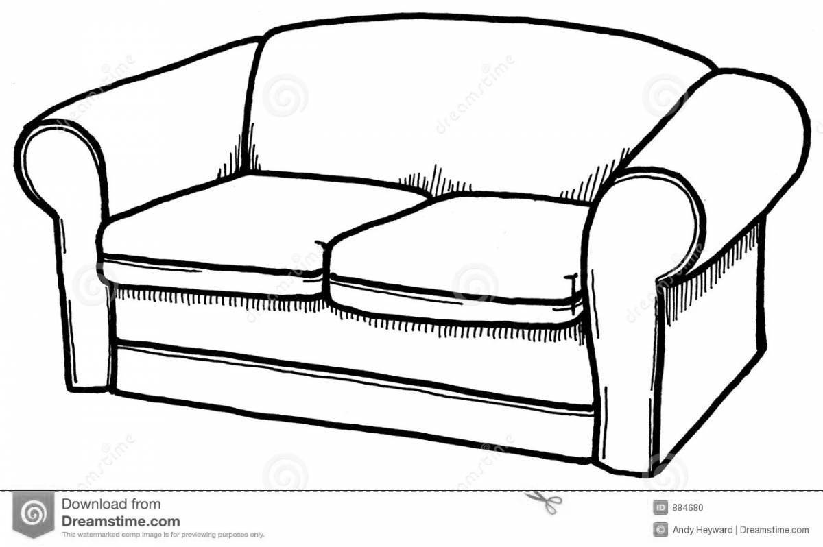 Фото Забавная раскраска дивана для малышей