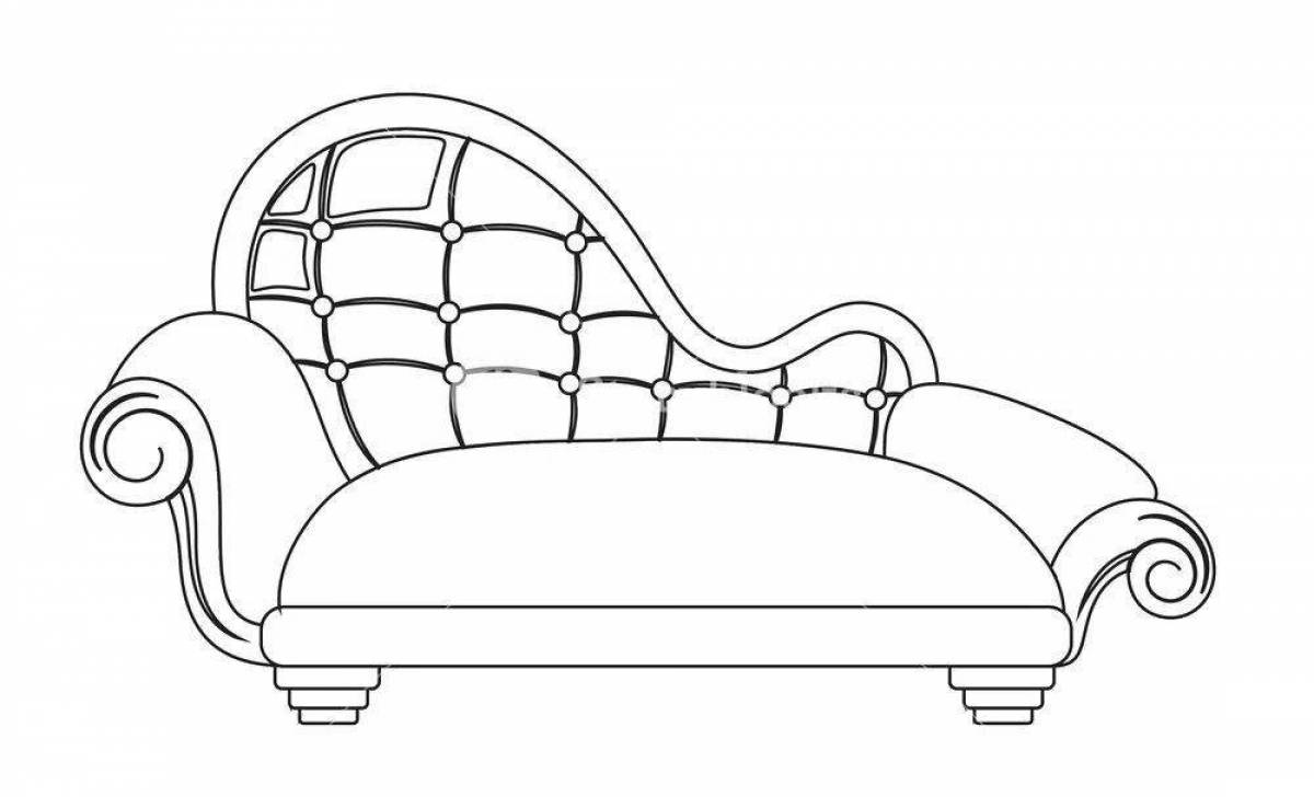 Фото Анимированная страница раскраски дивана для дошкольников