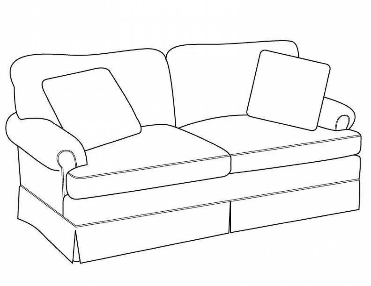 Фото Блестящий диван-раскраска для малышей