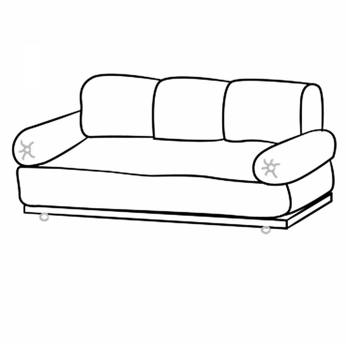 Фото Волнующая раскраска дивана для дошкольников