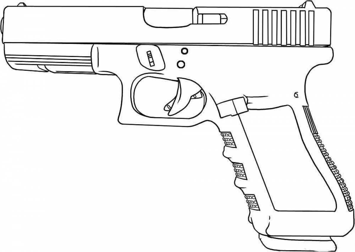 Яркая раскраска пистолета для детей