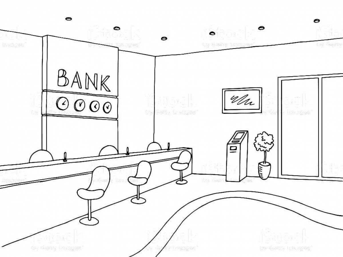 Банк черно белая иллюстрация