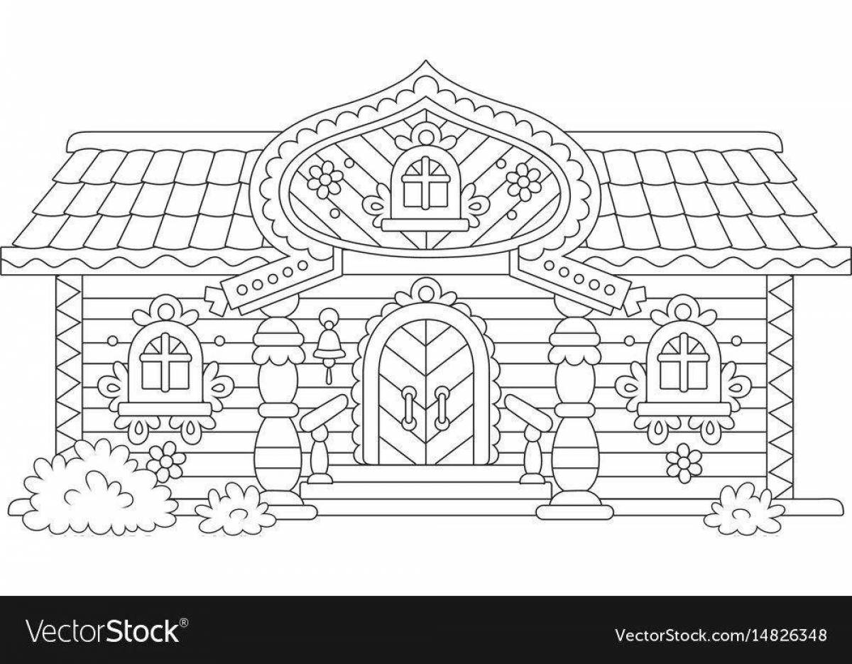 Деревянный домик раскраска