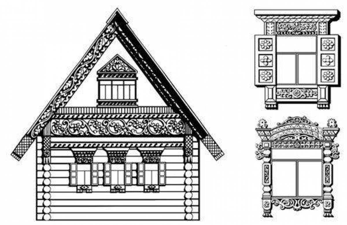 Деревянная изба рисунок 4 класс
