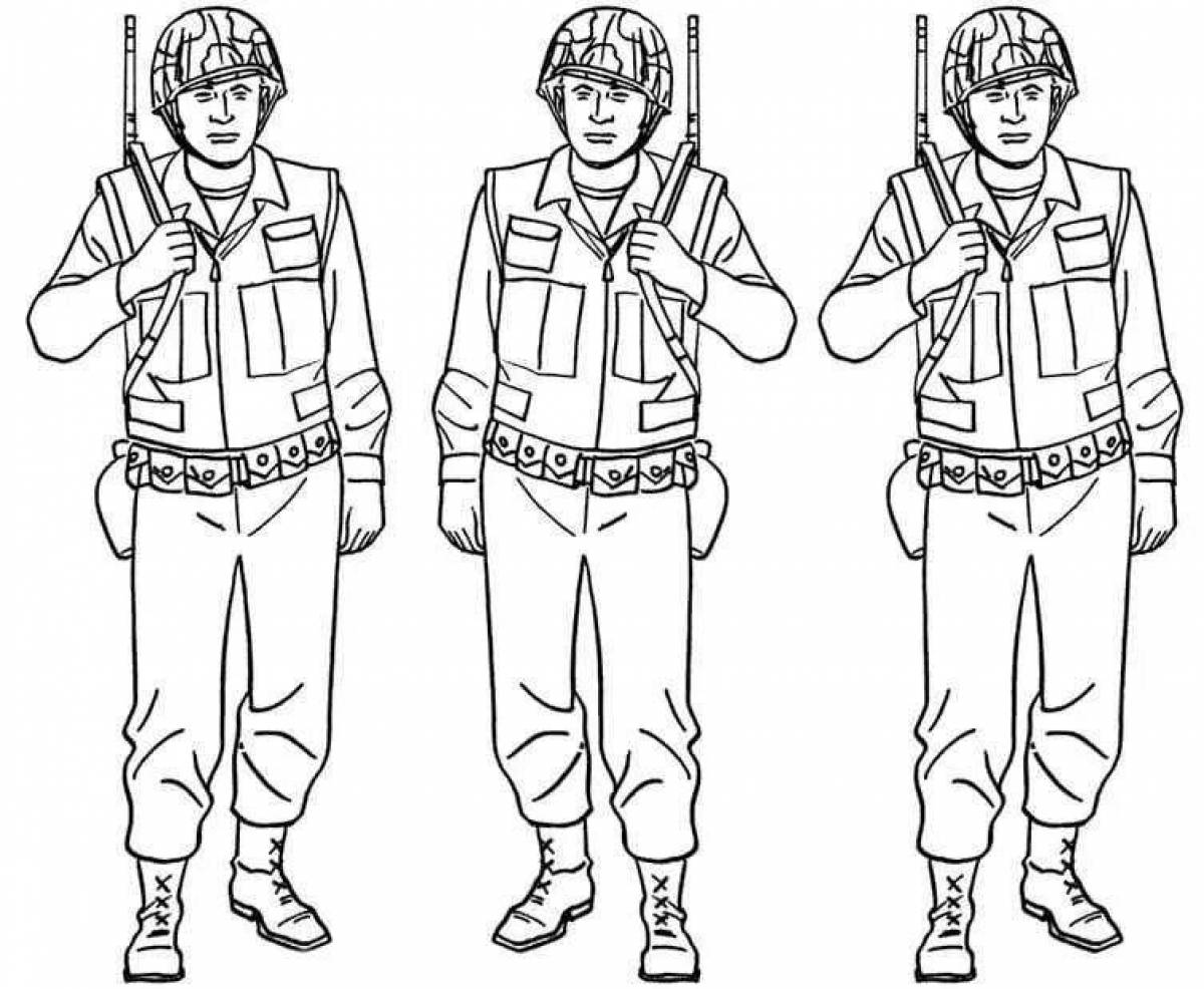 Картинки военных солдат для детей раскраска