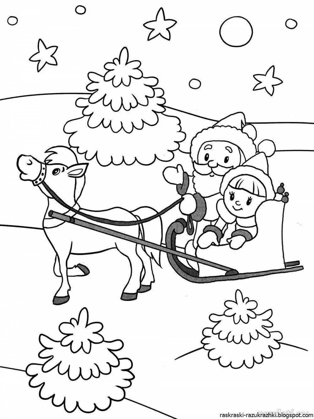 Coloring page joyful sledding