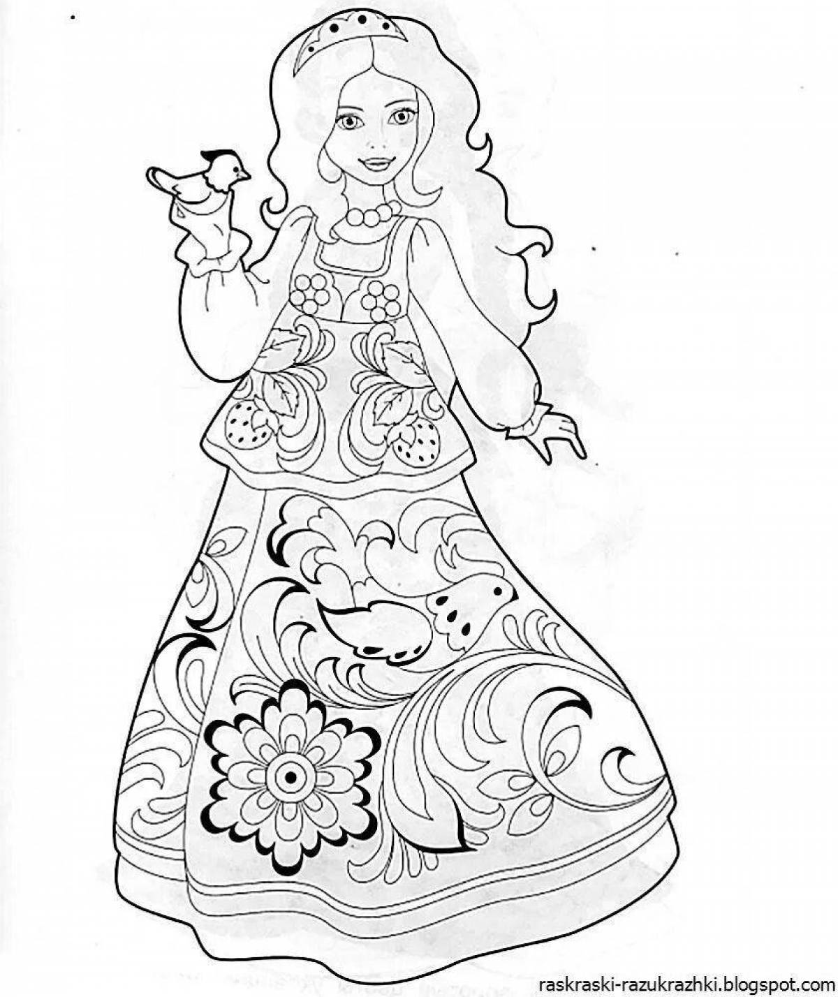 Delightful coloring pages of Russian folk costumes for children