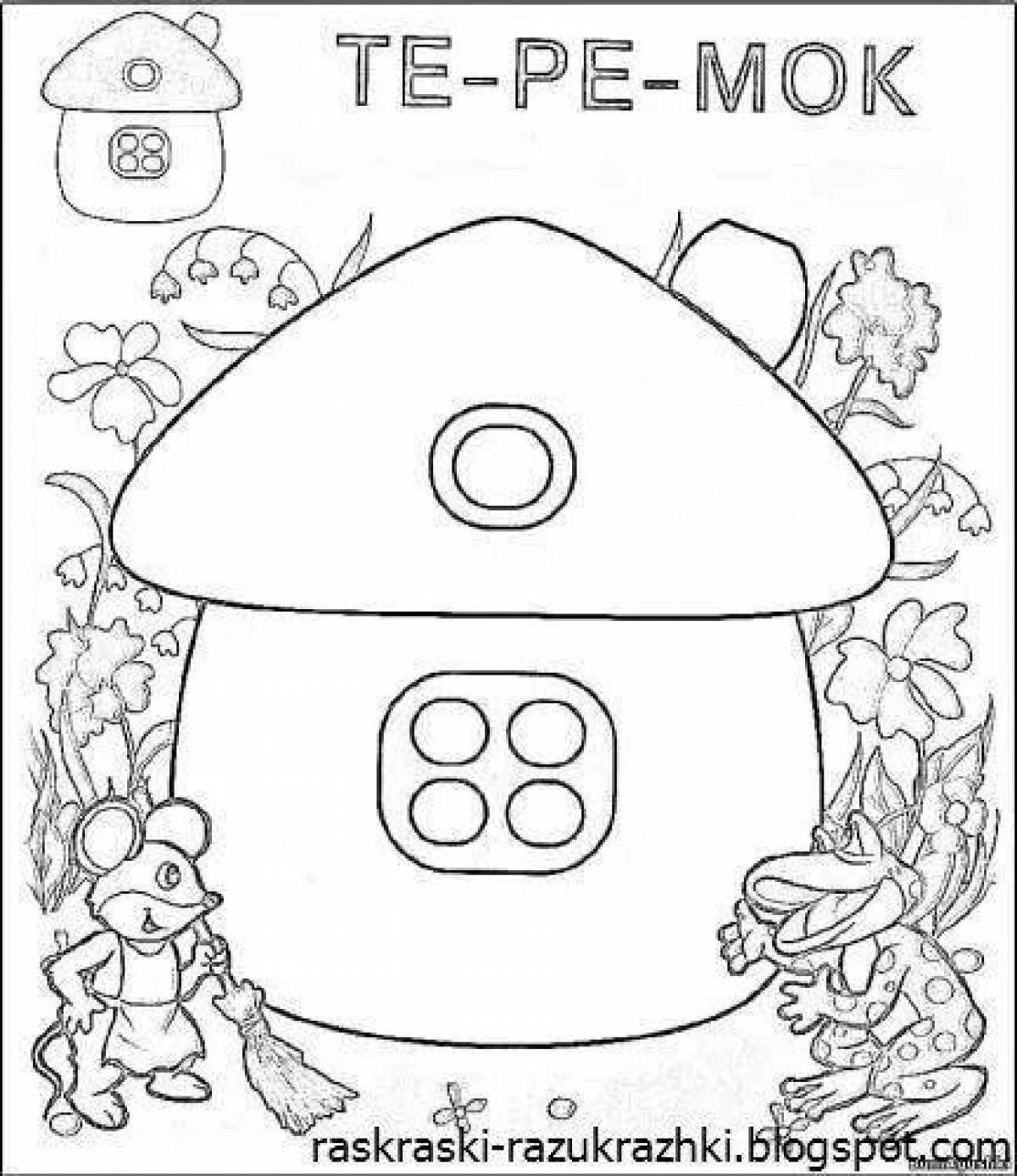 Merry little house coloring for kids