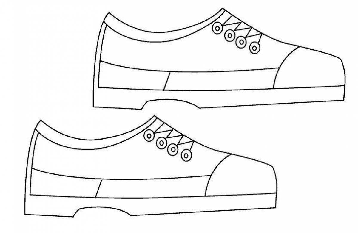 Playful shoe coloring page for toddlers 3-4 years old