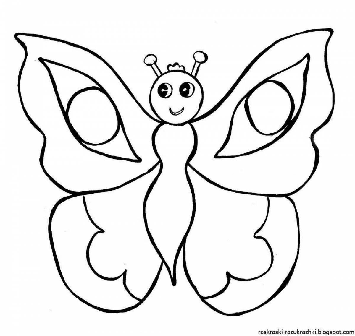 Colorful butterfly coloring page for 4-5 year olds