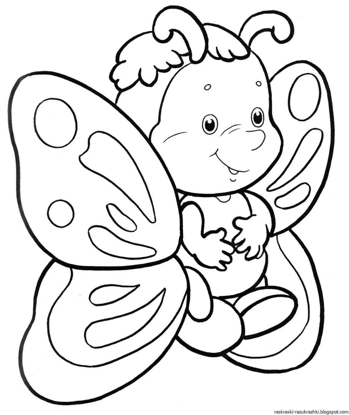 Игривая бабочка-раскраска для детей 4-5 лет