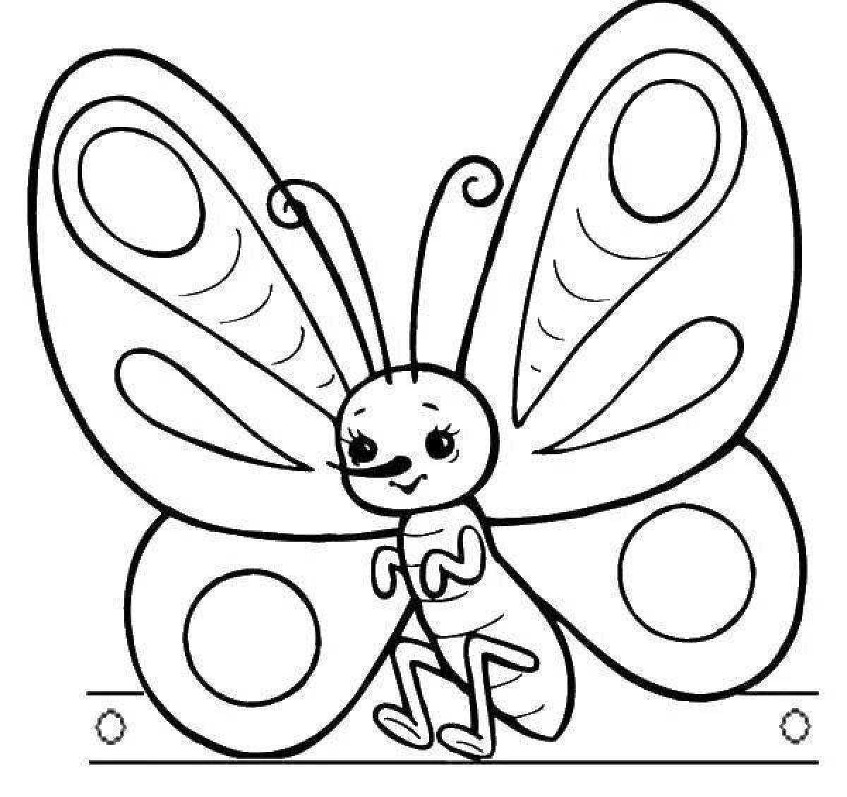 Милая бабочка-раскраска для детей 4-5 лет