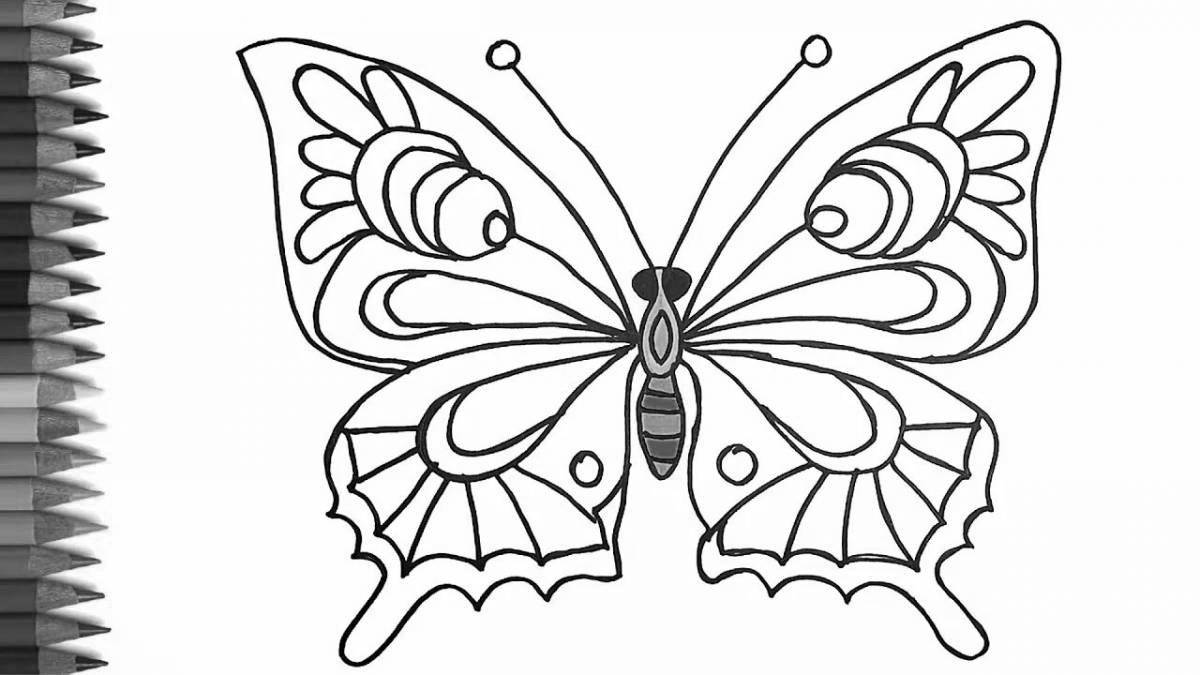 Coloring book exotic butterfly for children 4-5 years old
