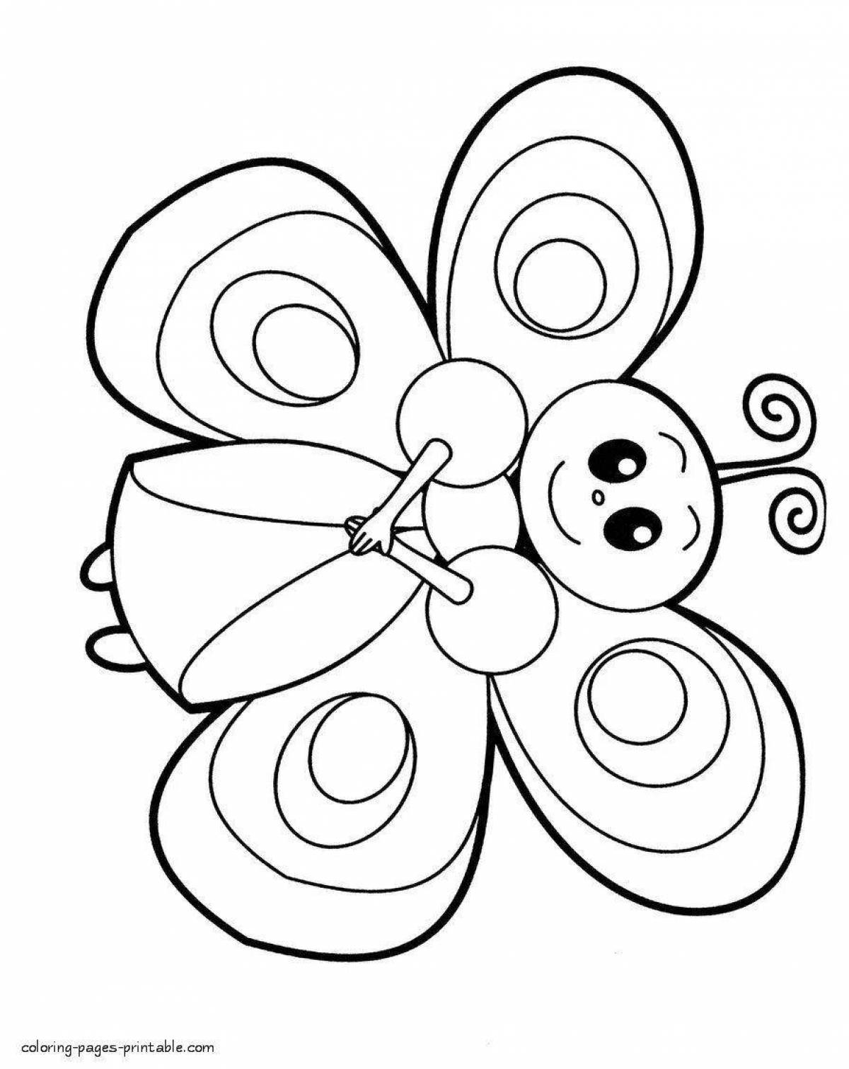 Блестящая бабочка-раскраска для детей 4-5 лет