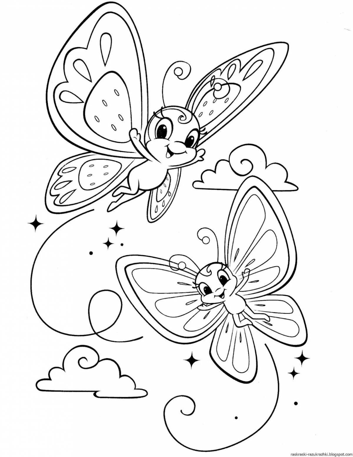 Раскраска светящаяся бабочка для детей 4-5 лет