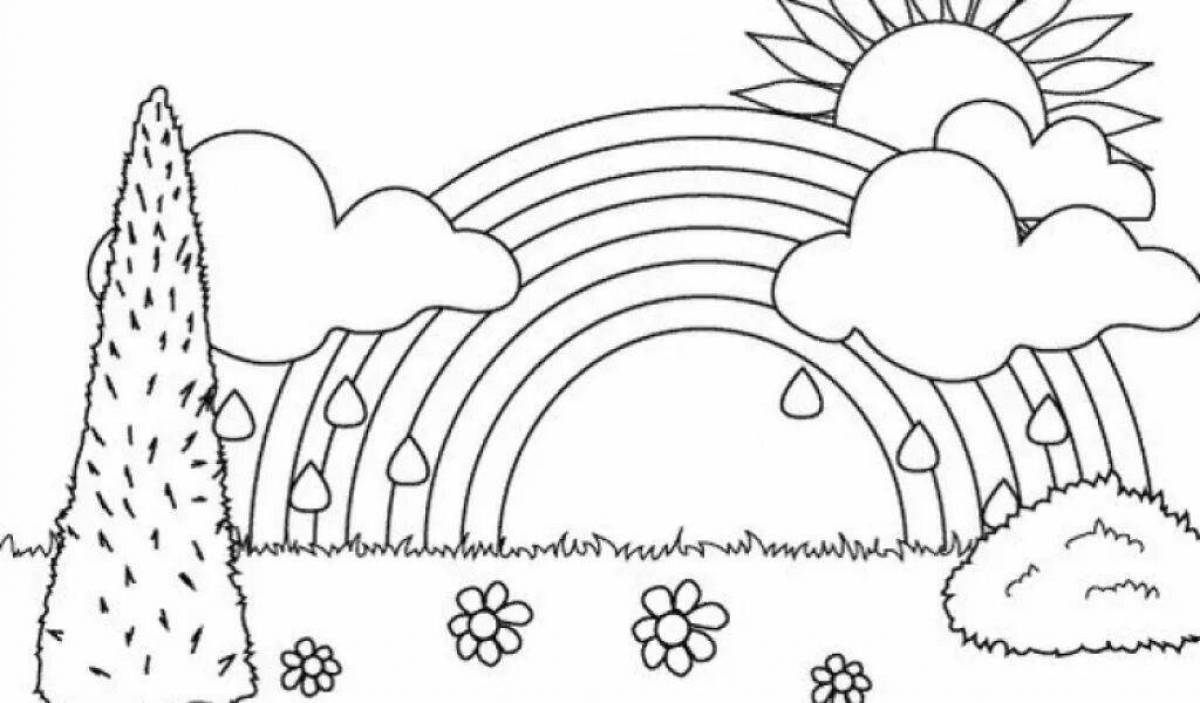 Playful rainbow coloring book for 3-4 year olds