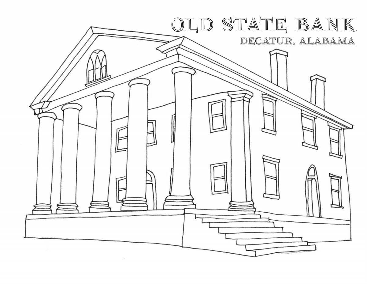 Colorful bank coloring page