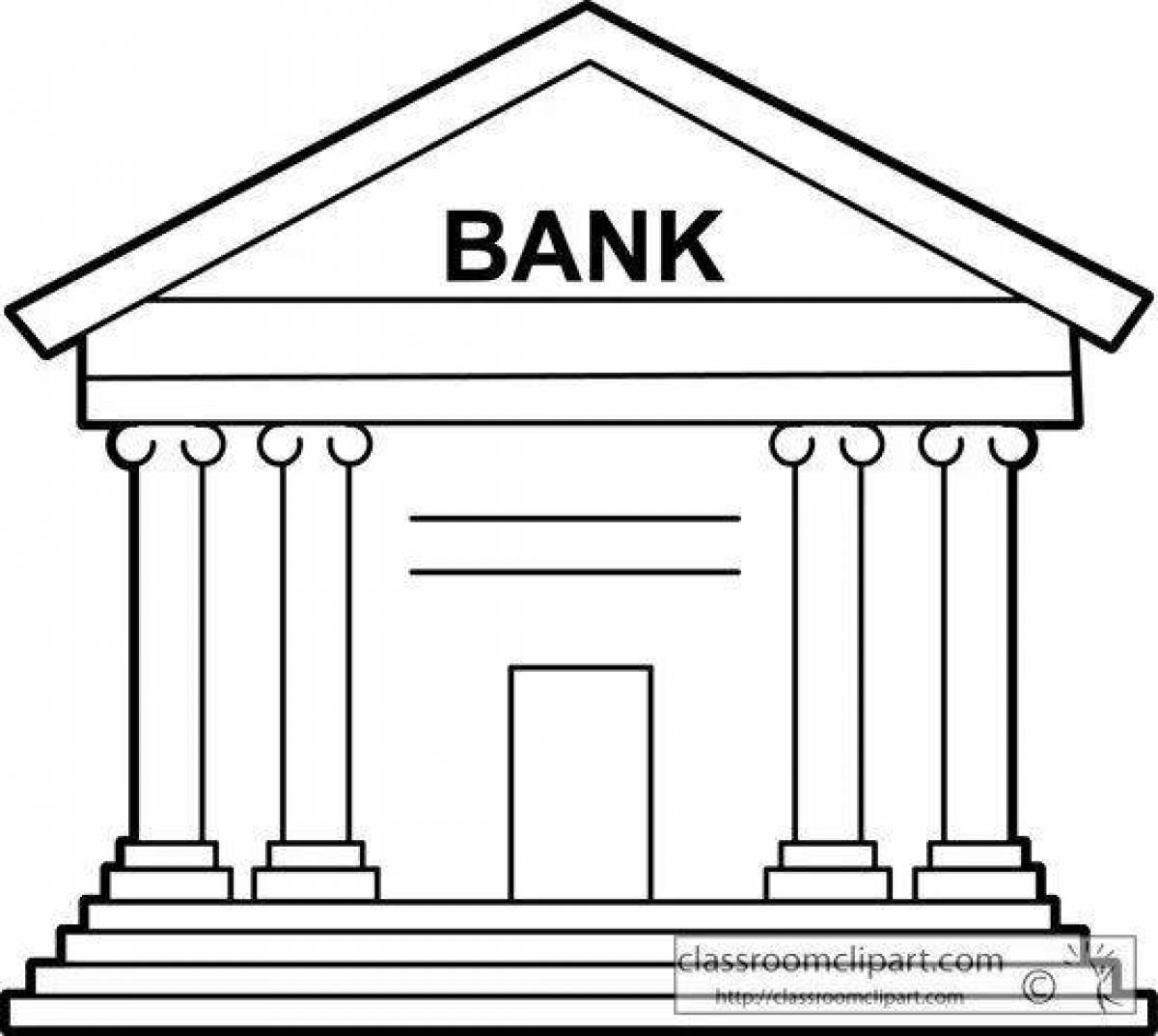 Playful bank coloring page