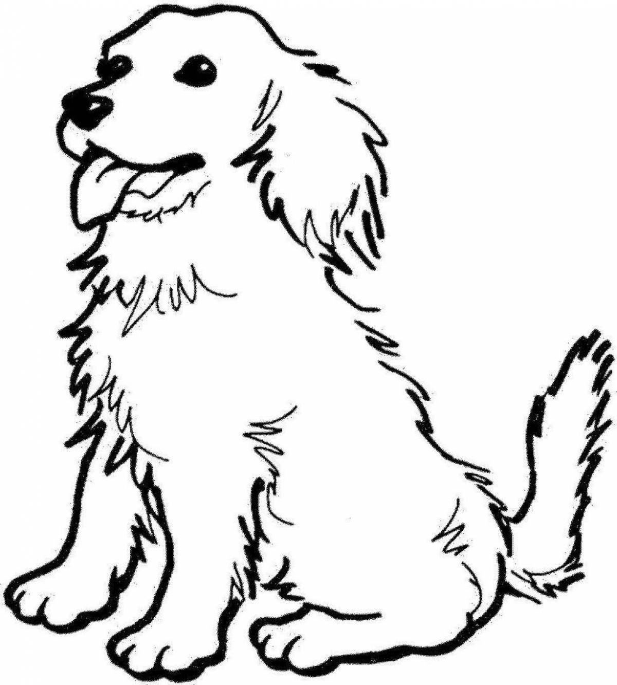 Joyful coloring drawing of a dog